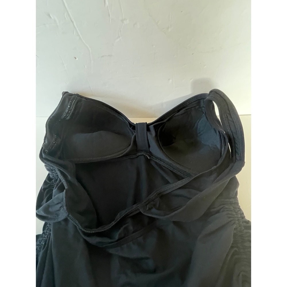 Lands End Black Ruched Tankini Swim Top Women 14L Sweetheart Neck Side Ties - Picture 6 of 6